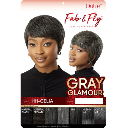 Outre Fab&fly Gray Glamour Human Hair Wig Hh-celia