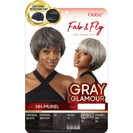 Outre Fab&fly Gray Glamour Human Hair Wig Hh-muriel