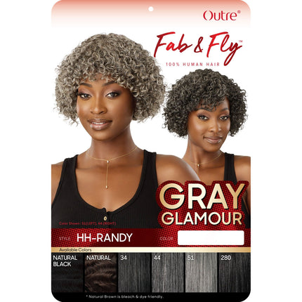 Outre Fab&fly Gray Glamour Human Hair Wig Hh-randy