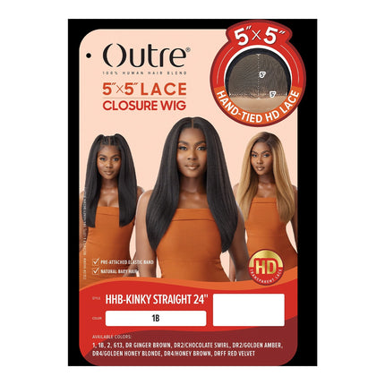 Outre Human Hair Blend 5x5 Lace Closure Wig - Hhb-kinky Straight 24"
