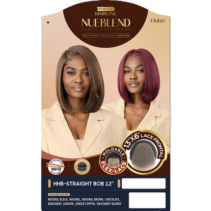Outre Perfect Hairline Human Hair Blend 13x6 Nueblend- Hhb-straight Bob 12