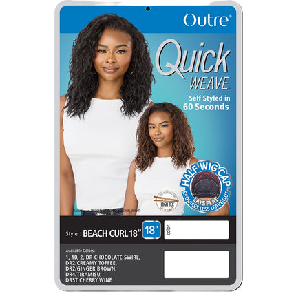 Outre Synthetic Half Wig Quick Weave- Beach Curl 18
