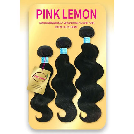 15a Pink Lemon Unprocessed Virgin Remi Hair 3 Bundles - Body Wave 16"18"20"