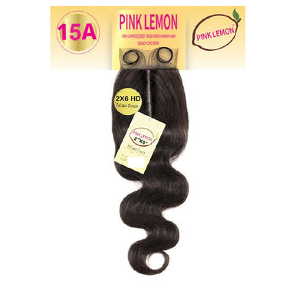 15a Pink Lemon Unprocessed Virgin Remi Hair 2x6 Lace Closure- Body Wave 14