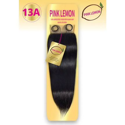 15a Pink Lemon Unprocessed Virgin Remi Hair Closure - 4x4 Straight 14"