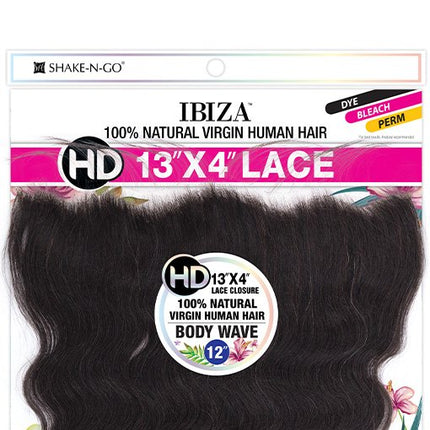 Ibiza 100% Human Hair Hd 13"x4" Body Wave 12" Lace Closure