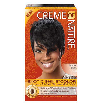 [Creme Of Nature] Argan Oil Exotic Shine Hair Color Dye Intense Black 1.0