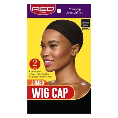 Red By Kiss Jumbo Wig Cap 2Pcs Black #Hwc04 For Big Hair Ultra Stretch Stocking