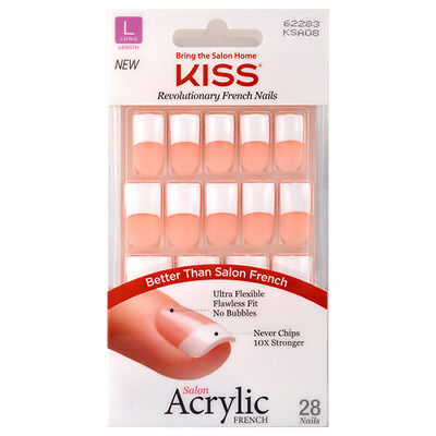 [Kiss] Acrylic French Kit Long Length 28 Nails, Back Talk