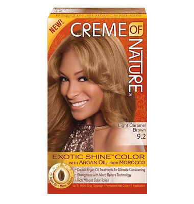 [Creme Of Nature] Argan Oil Exotic Shine Hair Color Dye Light Caramel Brown 9.2