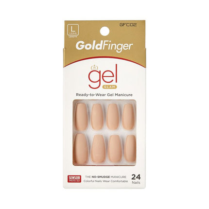Kiss Gold Finger Gel Glam 24 Nails Gfc02 Hot Pink (6 Pack)