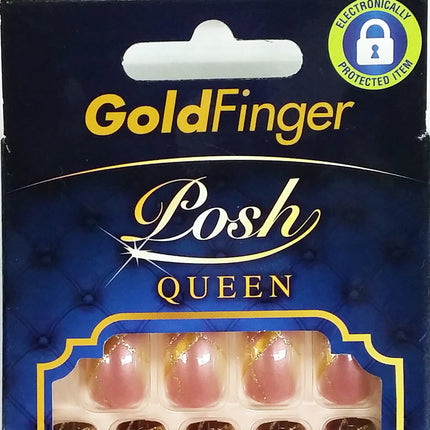 Kiss Gold Finger Posh Queen 24 Full Cover Nails Glue On Included Losh [Gf64]