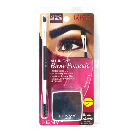 I Envy By Kiss All-In-One Brow Pomade Tint Gel With Stencils, Brush #Kbpm [Kbpm02 - Chocolate]
