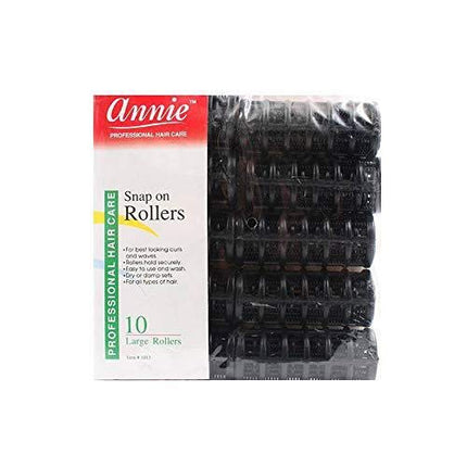 [Annie] Black Snap Rollers Large 10Pcs - #1013