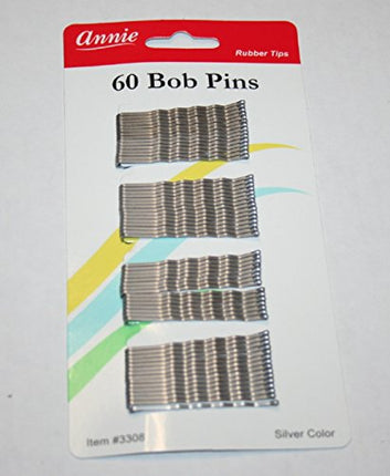 Annie 60 Pcs Bob Pins 2" Silver #3308 Crimped Ball Tipped Hair Pin