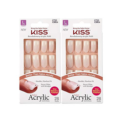 Kiss Salon Acrylic Natural 28 Nails Long Length Ksan04 Object Of Desire (Multi Packs)