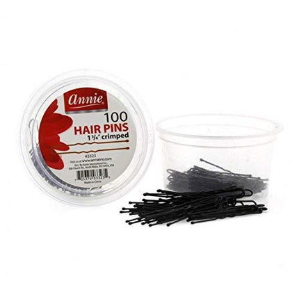 Annie 100 Pcs Hair Pins Black Ball Tipped Crimped 1 3/4" #3322