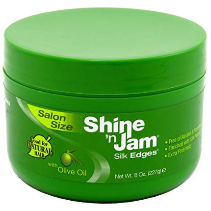 [Ampro] Shine N Jam Silk Edges With Olive Oil 8Oz Edge Control Gel