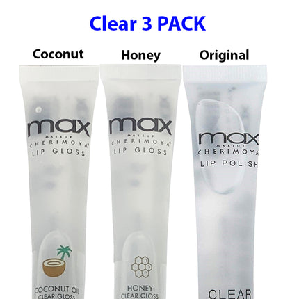 [Max] Makeup Cherimoya Lip Polish Clear Gloss Set, Original & Coconut & Honey