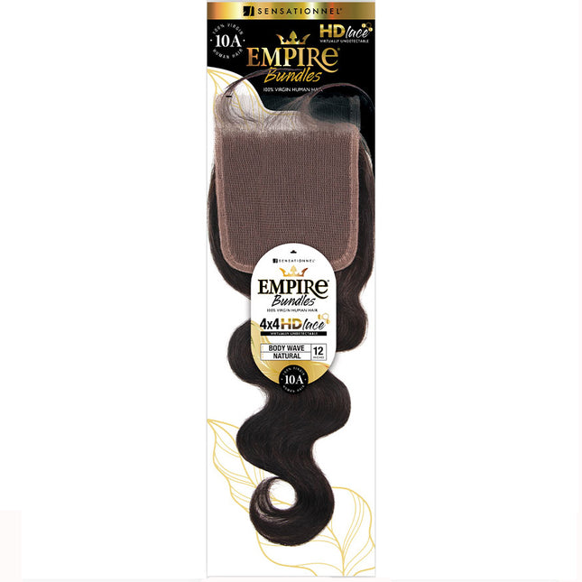 Sensationnel Human Hair Empire Bundle 4x4 Hd Lace Closure - Body Wave 12"