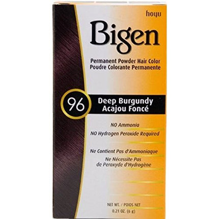 [Hoyu Bigen] Permanent Powder Hair Color Dye #96 Deep Burgundy .21Oz [2 Pack]