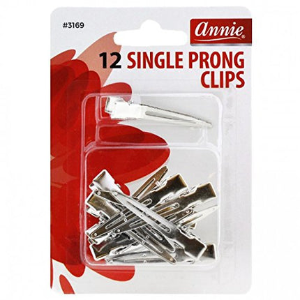 [Annie] Single Prong Clips Durable Metal Hair Clip 12Pcs - #3169
