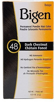 [Hoyu Bigen] Permanent Powder Hair Color Dye #48 Dark Chestnut .21Oz [12 Pack]