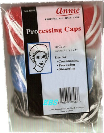 Annie 10 Pcs Processing/Conditioning/Shower Caps Extra Large Assorted #3553