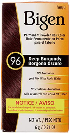 [Hoyu Bigen] Permanent Powder Hair Color Dye #96 Deep Burgundy .21Oz (Multi Packs)