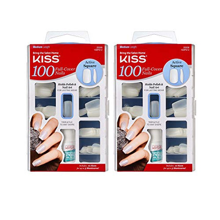 [Kiss] APcsive Square Tips Medium Length 100 Nails