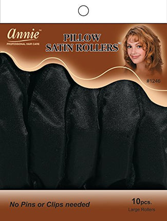 [Annie] Black Large Pillow Satin Rollers 10Pcs - #1246