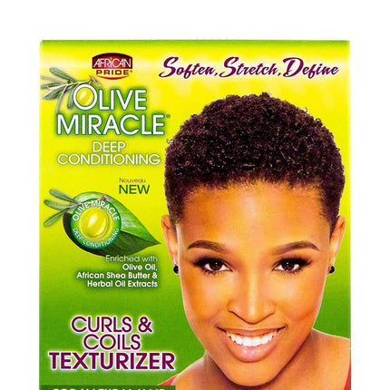 [African Pride] Olive Miracle Conditioning Curls & Coils Texturizer 1 Kit