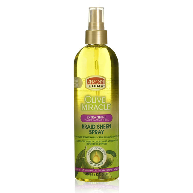 [African Pride] Braid Sheen Spray Extra Shine Longer Lasting Sheen 12Oz