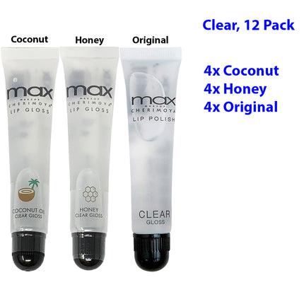 [Max] Makeup Cherimoya Lip Polish Clear Gloss Set, Original & Coconut & Honey