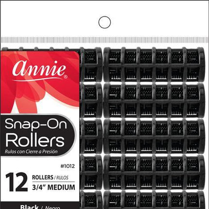 [Annie] Snap-On Roller Medium 3/4" Black, Set Of 12
