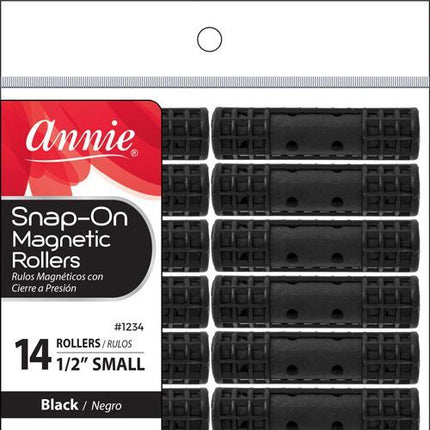 [Annie] Snap-On Magnetic Rollers #1234, Small 1/2" Black 14Pcs