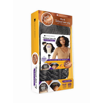 Sensationnel Curls Kinks&co Synthetic Textured Lace Front Wig - 13x6 Kinky Body Wave 14"