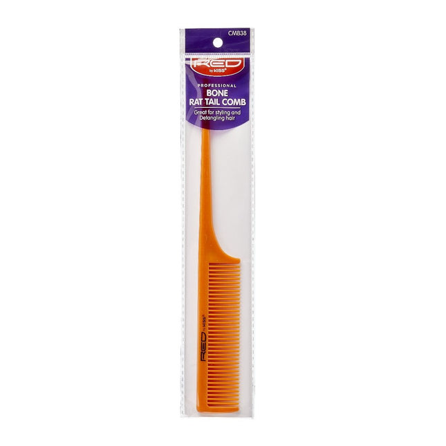 Red Professional Rat Tail Comb (Bone)