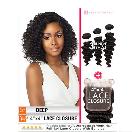 Sensationnel B&n 4x4 Lace Closure Bundle Deal Deep 16"