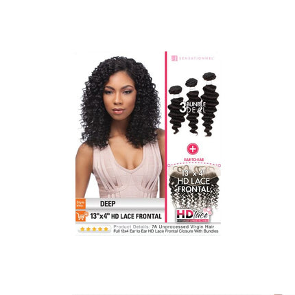 Sensationnel B&n 13x4 Hd Lace Frontal Bundle Deal Deep 18"