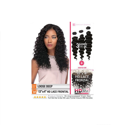 Sensationnel B&n 13x4 Hd Lace Frontal Bundle Deal Loose Deep 12"