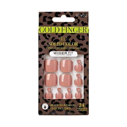 Gold Finger Solid Color Ready-to-wear 24 Toenails
