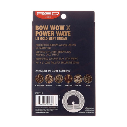 Red By Kiss Power Wave Lit Gold Silky Durag