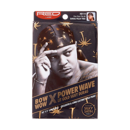 Red By Kiss Power Wave Lit Gold Silky Durag