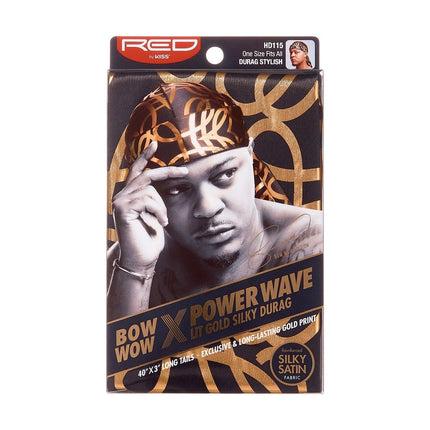 Red By Kiss Power Wave Lit Gold Silky Durag