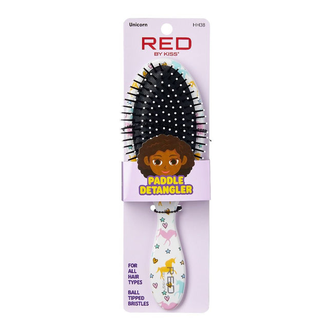 Red Paddle Detangler Brush Unicorn