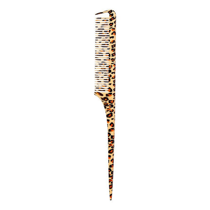 Red Leopard Parting Rat Tail Comb