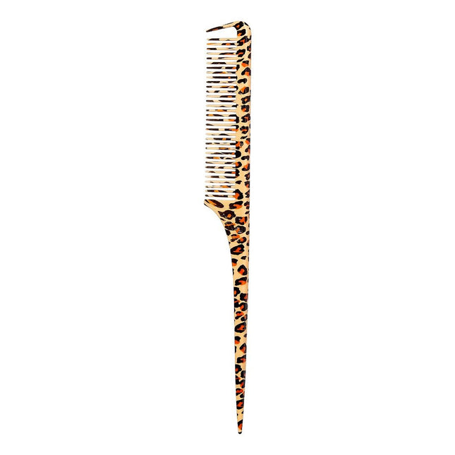 Red Leopard Parting Rat Tail Comb