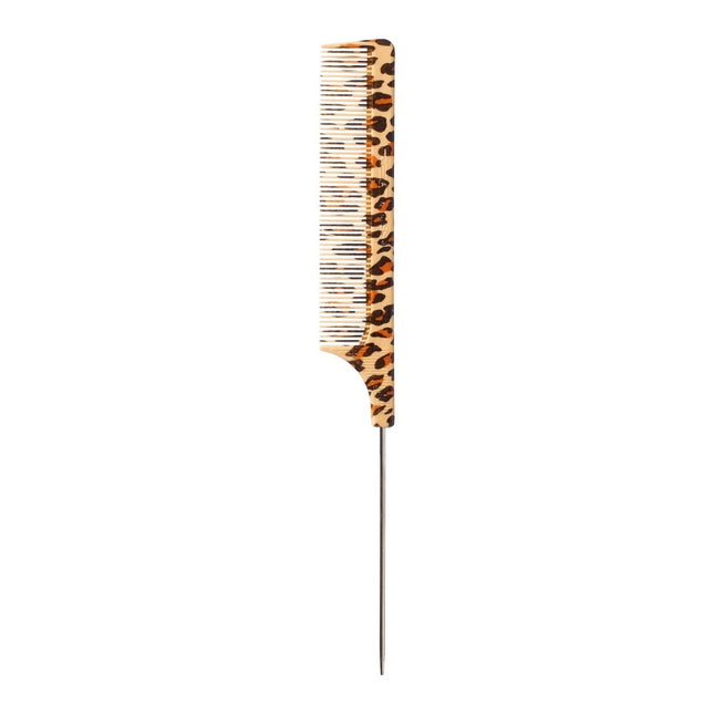 Red Leopard Pin Tail Comb