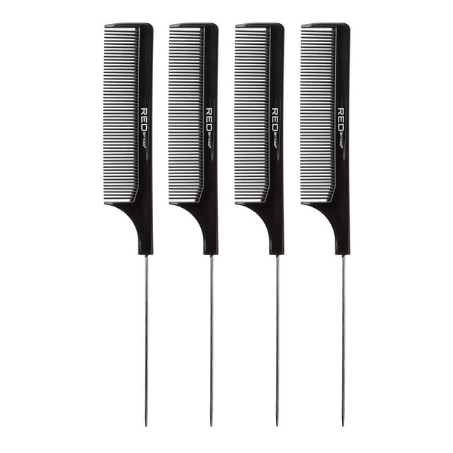 Red 12-pcs Pin Tail Comb - Black